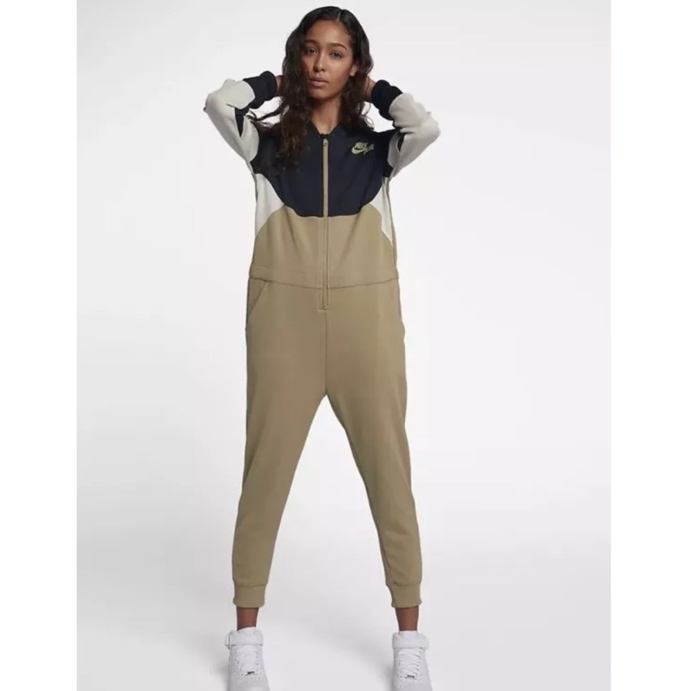 Nike Air Sportswear Women’s Jumpsuit Tan Black - Picture 4 of 8